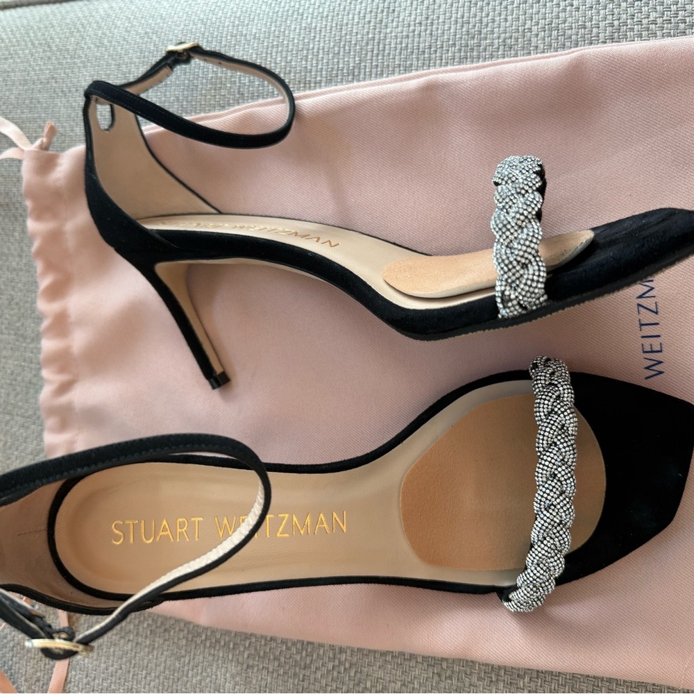 Stuart Weitzman Black and Silver Women's Heels
